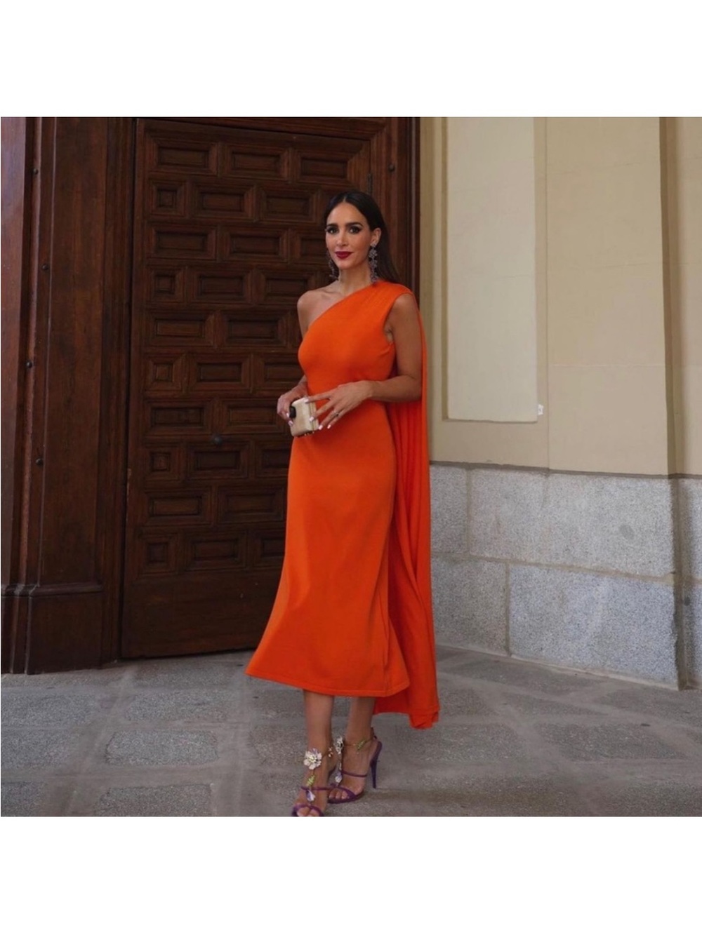 ZARA One Shoulder Cape Maxi Dress - Picture 9 of 16